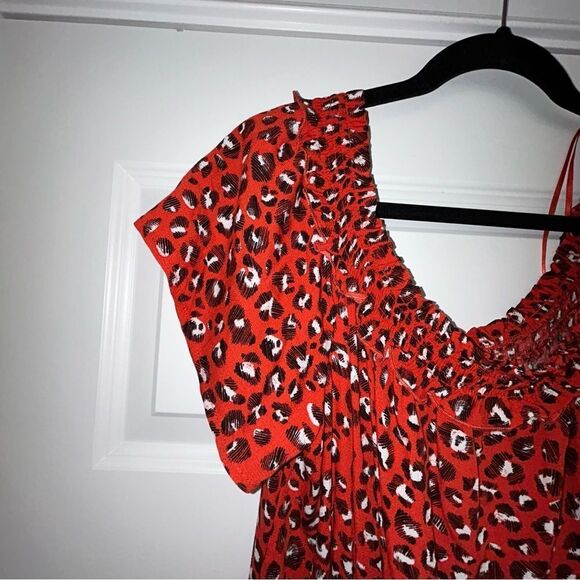A New Day Animal Print Smocked Short Sleeve Midi Dress - Picture 8 of 11